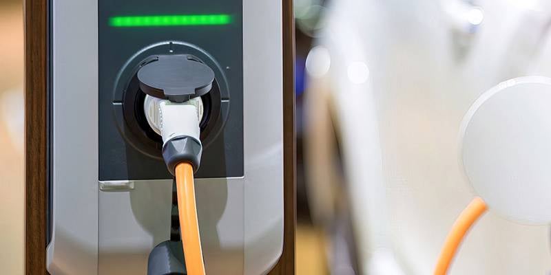 James Wood Motors Decatur in Decatur TX close up of an EV charging port